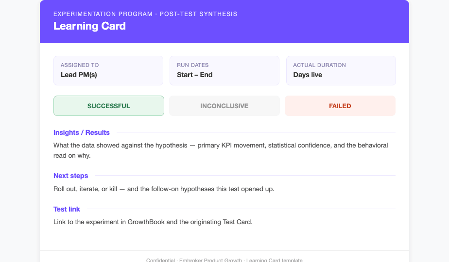 Learning Card